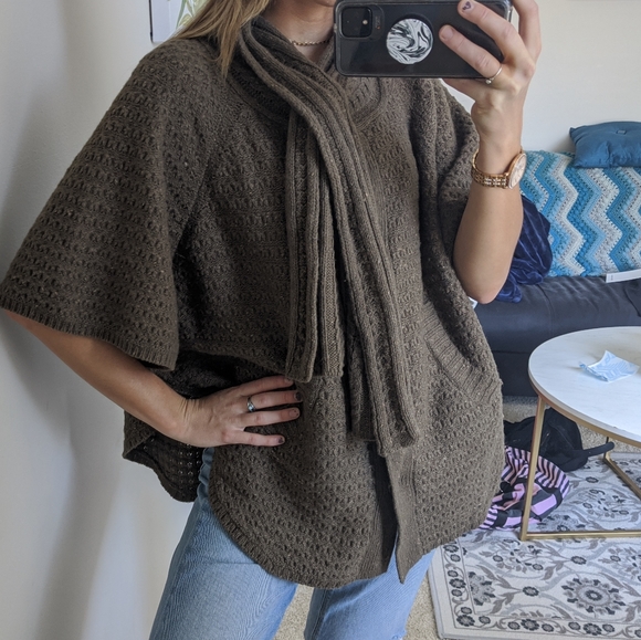 Anthropologie Sweaters - Anthropologie wool knit poncho scarf sweater
